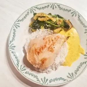 escalope au curry tagliatelles courgettes